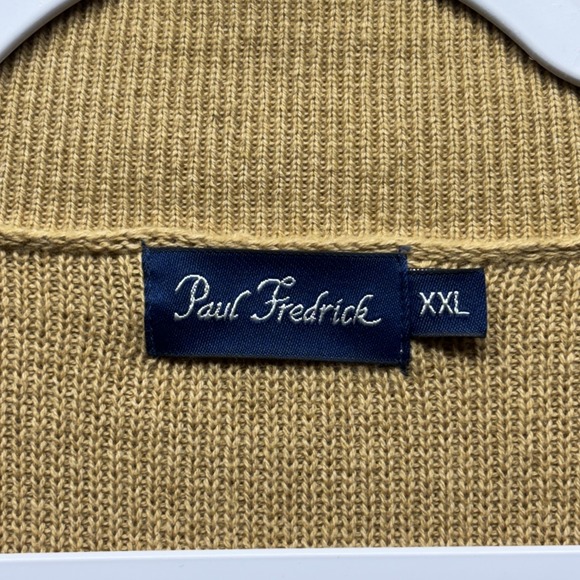 Paul Fredrick Double Breasted Cardigan Knit Men's XXL Tan Merino Wool Grandpa - Picture 2 of 16